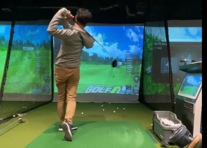 インドア練習でのフィニッシュ