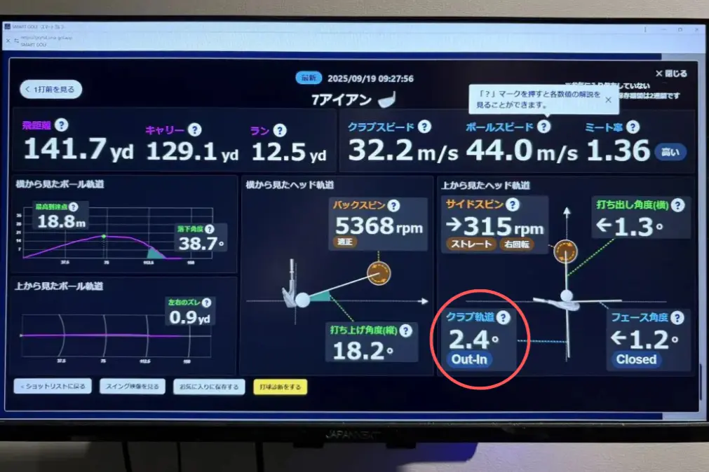 スマートゴルフのショットデータ
