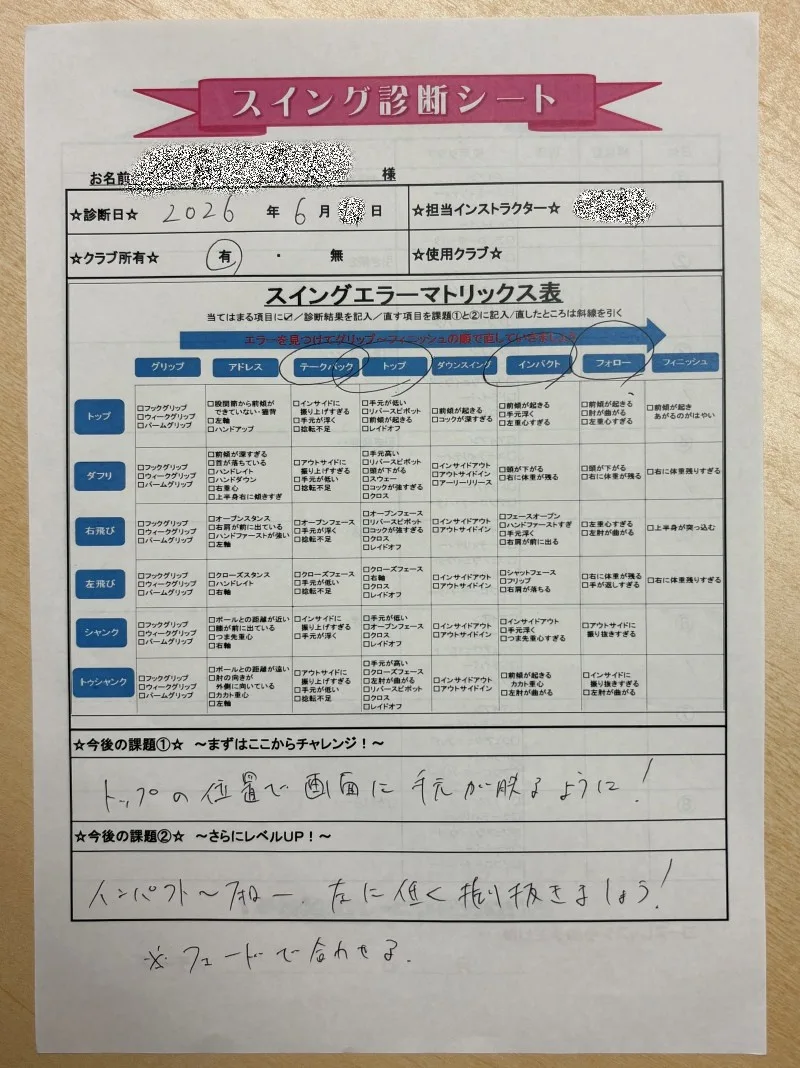 スイング診断シート